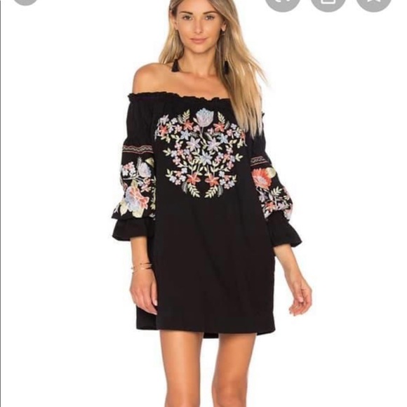 free people off the shoulder embroidered dress Free People Fleur Du Jour Mini Dress Pink S